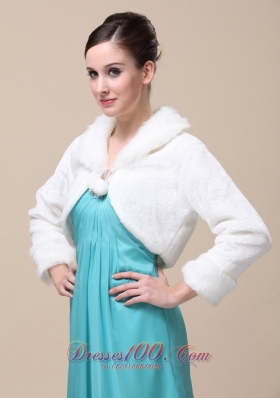 Fox Fringed Fur Winter Wedding Shawl Ivory High-neck