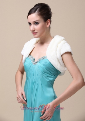 Faux Fur Winter Wedding Jacket With Short Sleeves