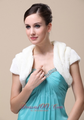 Faux Fur Winter Wedding Jacket With Short Sleeves