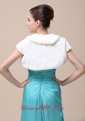 Faux Fur Winter Wedding Jacket With Short Sleeves