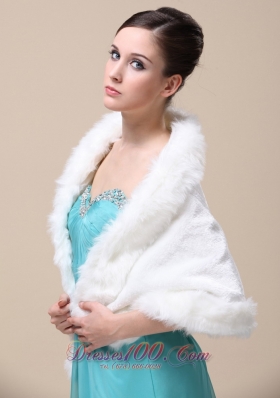 Faux Fur Wedding Shawl Open Front Style