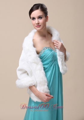 Faux Fur Wedding Shawl Open Front Style