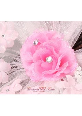 Fashionable Light Pink Headflowers Hand Made Beading