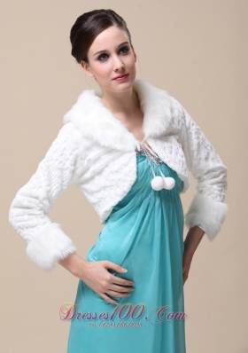 Faux Fur Jacket Long Sleeves Fold-over Collar