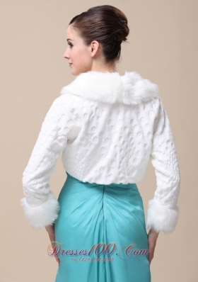 Faux Fur Jacket Long Sleeves Fold-over Collar