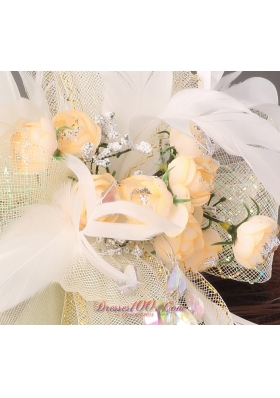 Light Yellow Feather Headpieces Hand Made Flowers