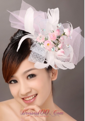 Light Pink Feather Hand Made Beading Fascinators