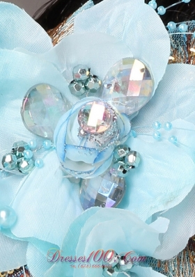 Popular Light Blue Feather Headflowers Pearls