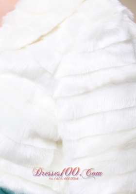 Faux Fur 1/2 Length Sleeves Wedding Jacket Ivory