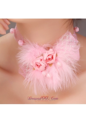 Sassy And Pretty Tulle Feather Headflower Pink