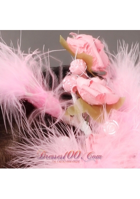 Sassy And Pretty Tulle Feather Headflower Pink