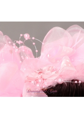 Lovely Hat Hair Ornament Organza Pearl Drops