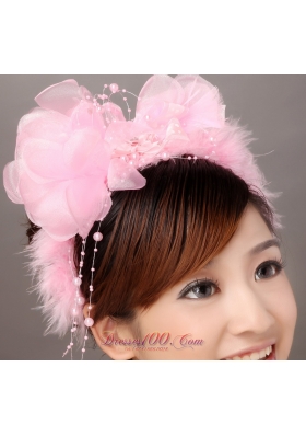 Lovely Hat Hair Ornament Organza Pearl Drops