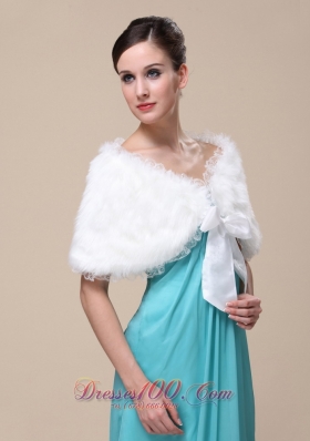 Faux Fur Special Shawl for Wedding Bowknot