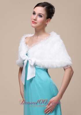 Faux Fur Special Shawl for Wedding Bowknot