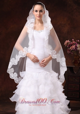 Graceful Tulle Wedding Veils Lace Applique 2013