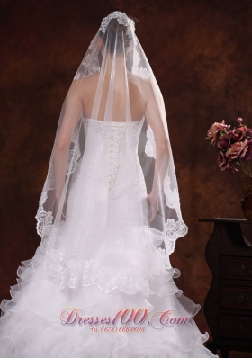 Graceful Tulle Wedding Veils Lace Applique 2013