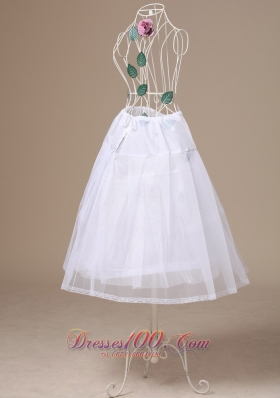 White Unique Tulle Tea-length Hoopskirt for Wedding