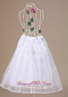 White Unique Tulle Tea-length Hoopskirt for Wedding