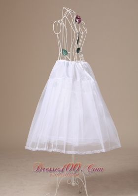 White Unique Tulle Tea-length Hoopskirt for Wedding