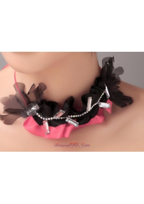 Handmade Romantic Feather Headpiece Red and Black