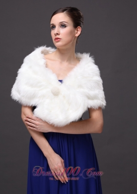 Gorgeous Faux Fur V-neck Wraps Shawls With Button