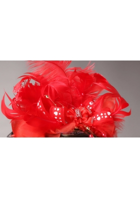 Red Chiffon Feather Flower Popular Headpieces Beading