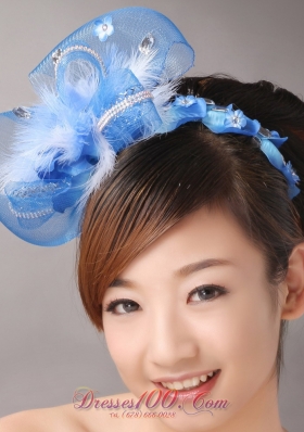 Blue Net and Feather Flower Hair Combs for Popular