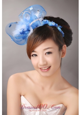 Blue Net and Feather Flower Hair Combs for Popular