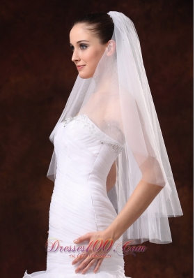 Stylish Fingertip Wedding Veil Three-tier Tulle