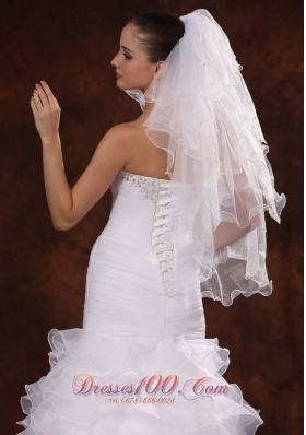 Elbow Four-tier Wedding Veil with Pencil Edge