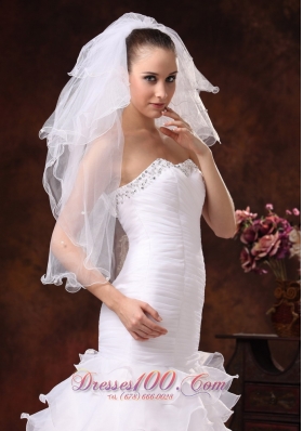 Elbow Four-tier Wedding Veil with Pencil Edge