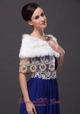 V-Neck Hottest Faux Fur White Rhinestone Shawls