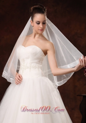 Modernistic Two-tier White Organza Veil for Wedding