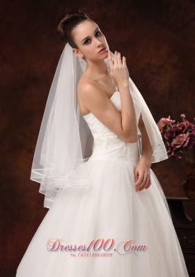 Modernistic Two-tier White Organza Veil for Wedding