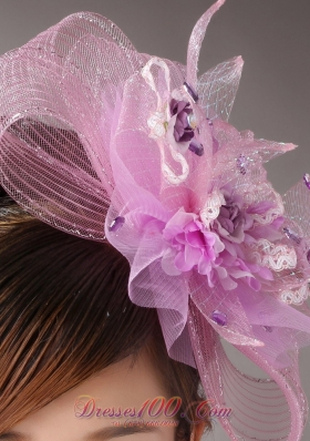 Lavender Headpiece with Appliques Decorate in Tull