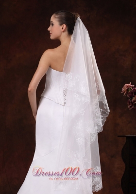 Organza Veil for Wedding Embroidery and Two-tier