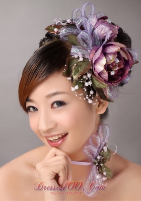 Multi-color Headpiece with Pearl Flowers Decorate in Tulle