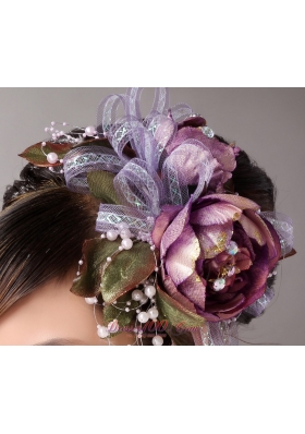 Multi-color Headpiece with Pearl Flowers Decorate in Tulle