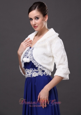 Half-Sleeves Wedding Party Jacket White V-Neck