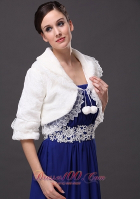 Half-Sleeves Wedding Party Jacket White V-Neck