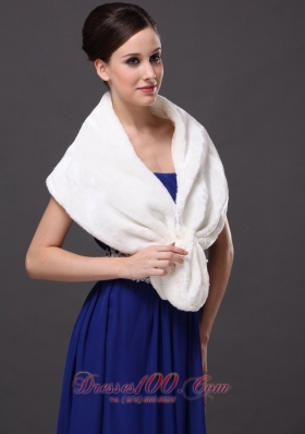 Faux Fur V-Neck White Party and Prom or Cocktail Wrap