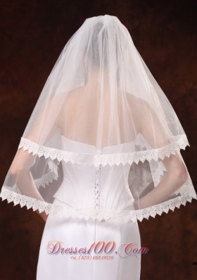 Lace Edge and Tulle Two-tier for Wedding on promotion