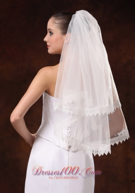 Lace Edge and Tulle Two-tier for Wedding on promotion