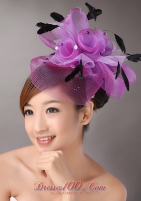 Net and Feather Headpiece for Wedding Beading