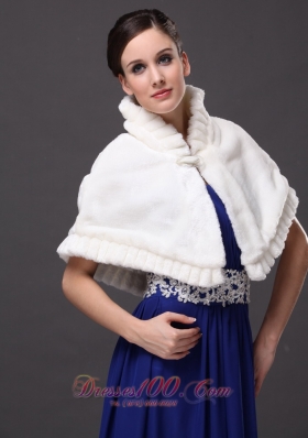 High-Neck Winter Faux Fur White Wedding Party Wrap