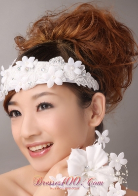lowers Lace Decorate White Headpiece for Romantic Party