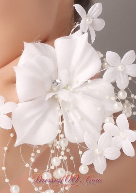 lowers Lace Decorate White Headpiece for Romantic Party