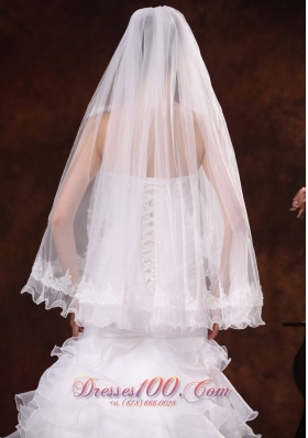 Veils for Brides Tulle with Lace Appliques Edge