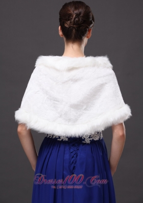 Elegant Faux Fur V-Neck White Wrap/Jacket for Winter